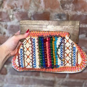 Cloth colorful stitched clutch